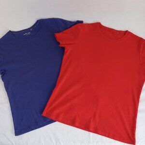 2 Amber Sun Women's Organic Cotton Short Sleeve T-Shirt Top Red Blue Purple